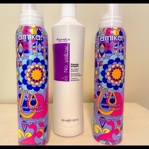 Amika set of 2 Bust your brass purple foam & Fanola no yellow purple shampoo